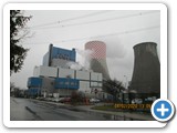 Zdjęcie przedstawia nowy blok energetyczny elektrowni Łagisza. Kocioł już podczas eksploatacji.