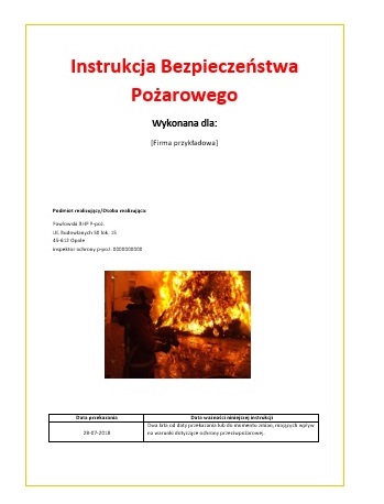 instrukcja bezpieczeństwa pożarowego Sosnowiec Pawłowski BHP ppoż.